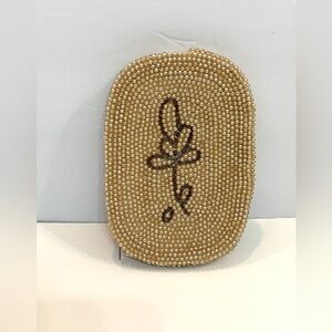 VTG 1950s Japan Faux Pearl Beaded Clutch 50s Formal Small Floral Evening Bag